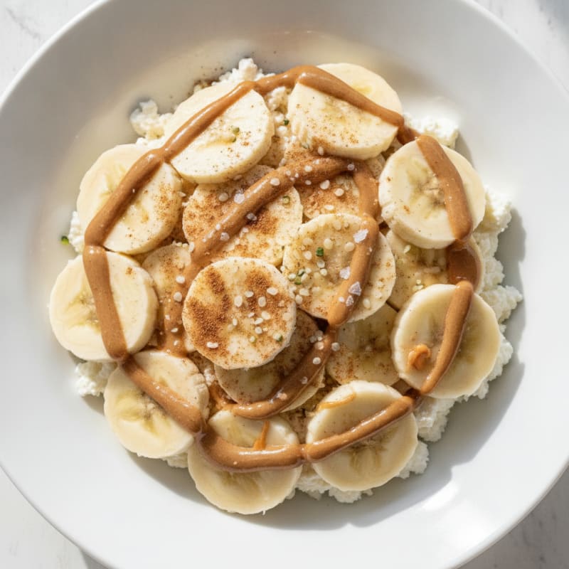Banana Peanut Butter Cottage Cheese Bowl