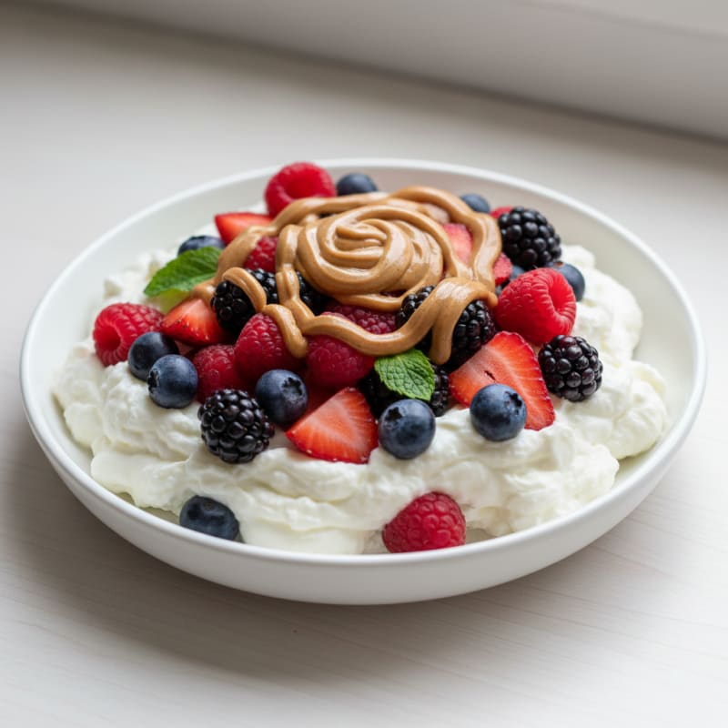 Greek Yogurt Protein Parfait with Mixed Berries and Almond Butter