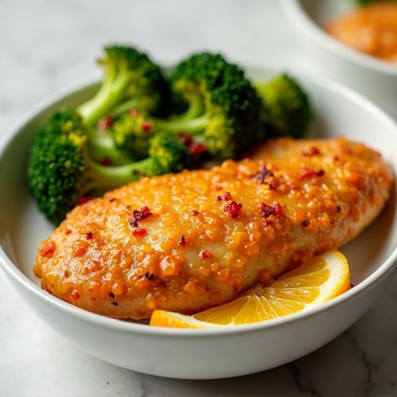 Crispy Baked Orange Chicken with Roasted Broccoli