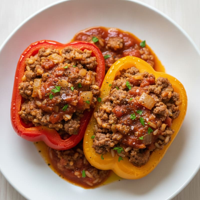 Beef and Rice Stuffed Bell Peppers