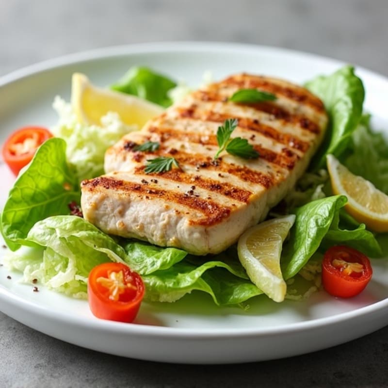 Grilled Chicken Caesar Salad with Crispy Romaine