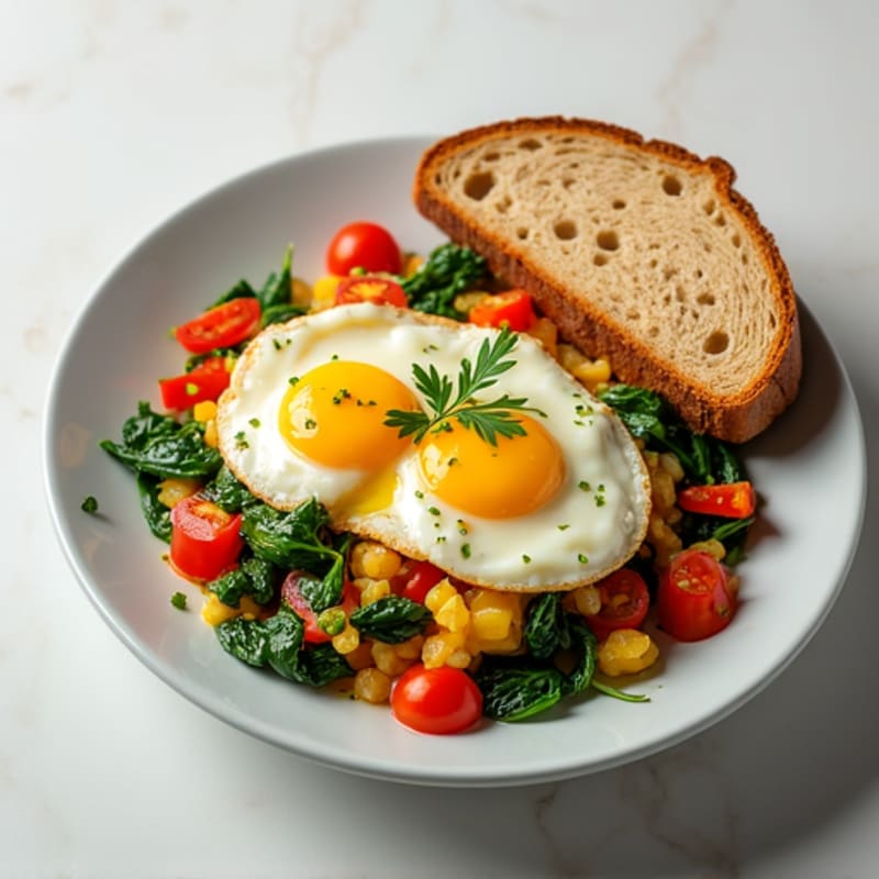 Egg White Veggie Scramble with Fresh Spinach