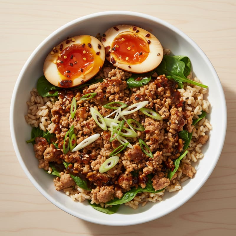 Soy-Marinated Eggs with Brown Rice