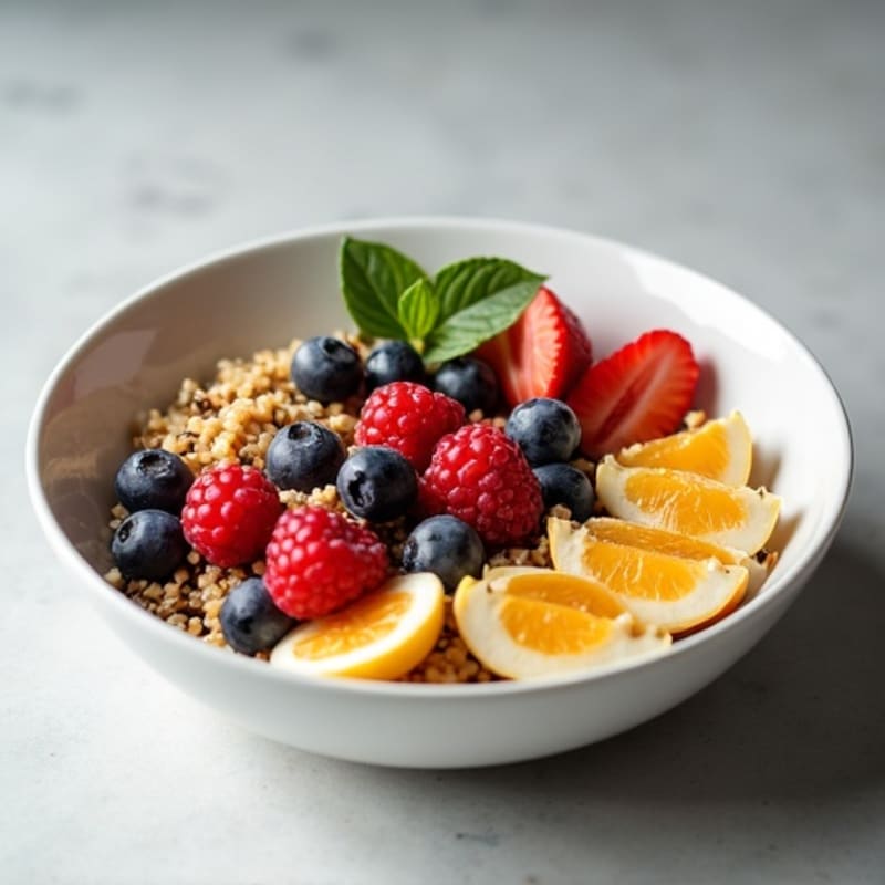Silky Tofu and Quinoa Breakfast Bowl with Berries