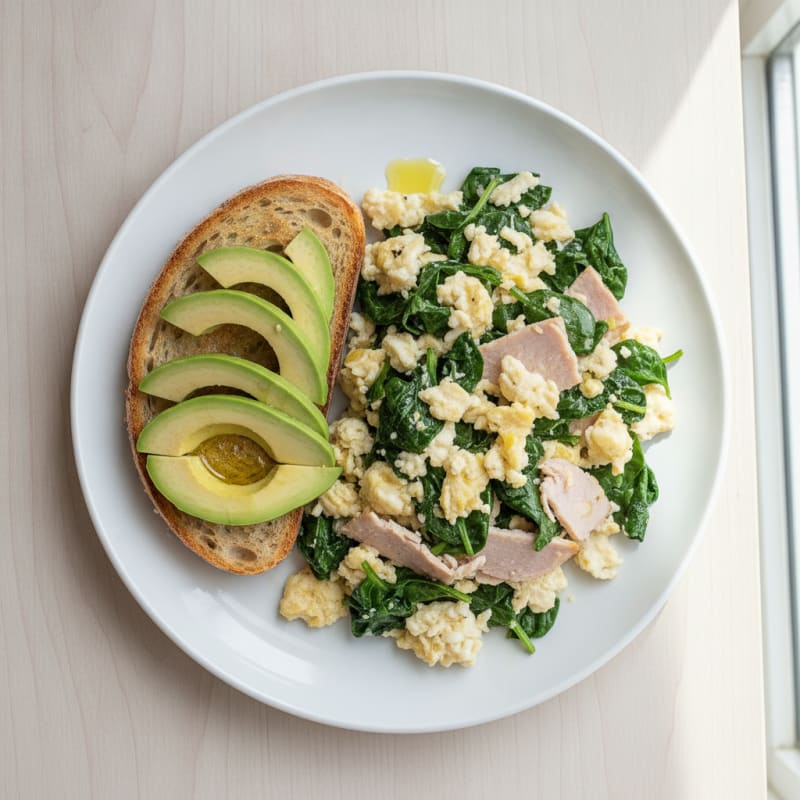 Egg White Scramble with Spinach and Smoked Turkey
