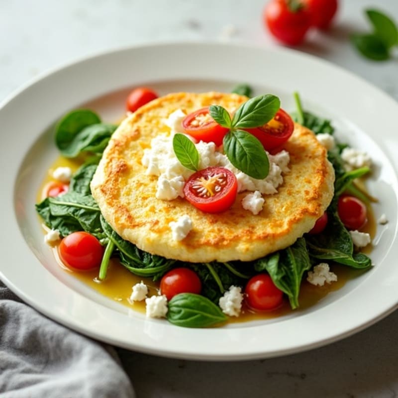 Egg White Spinach Omelette with Cottage Cheese and Cherry Tomatoes