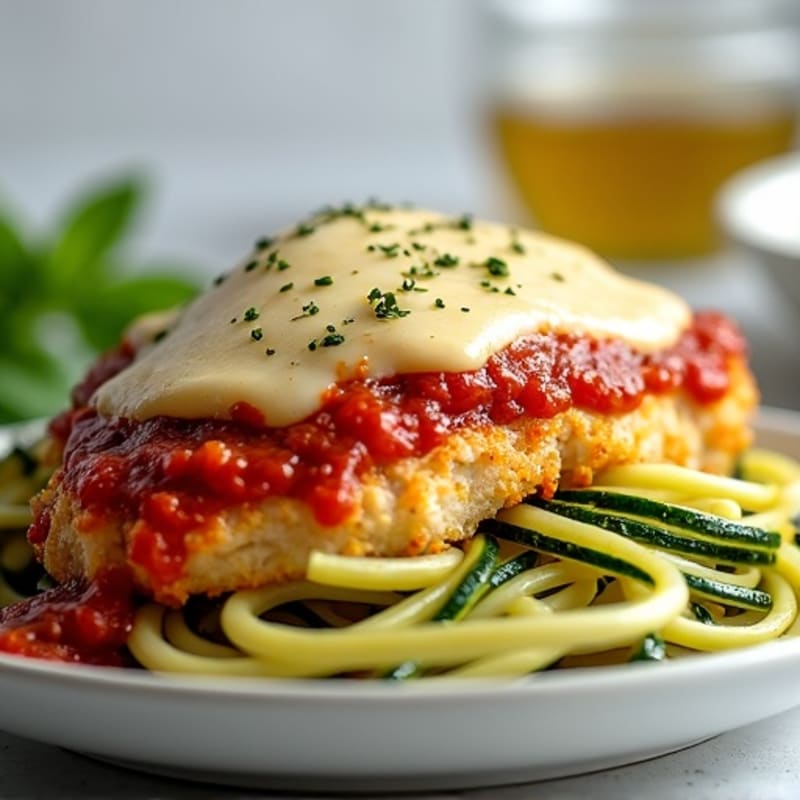 Oven-Baked Chicken Parmesan with Zucchini Noodles