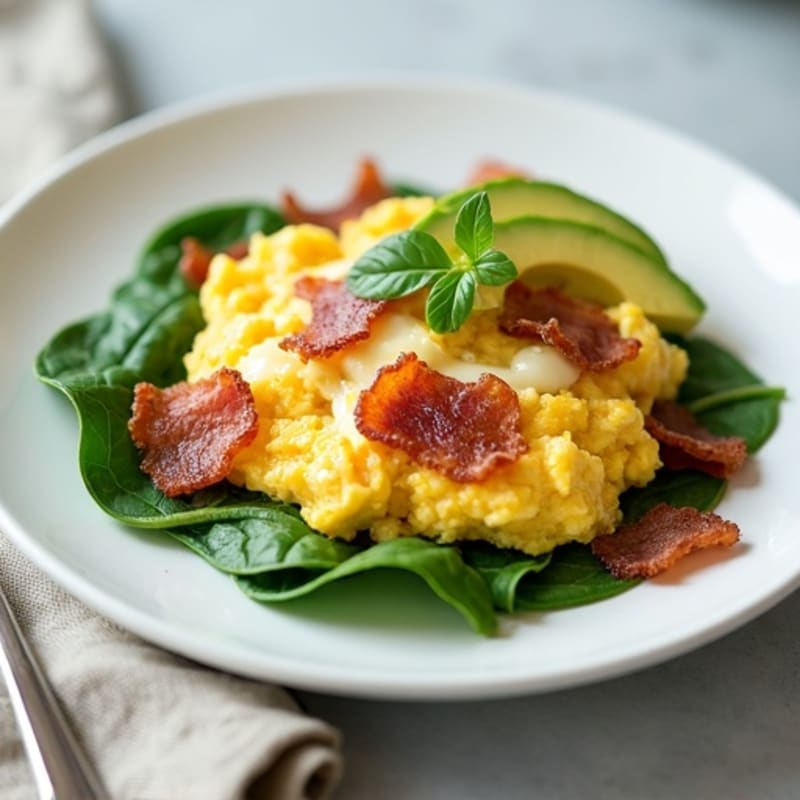 Egg White Scramble with Spinach and Turkey Bacon