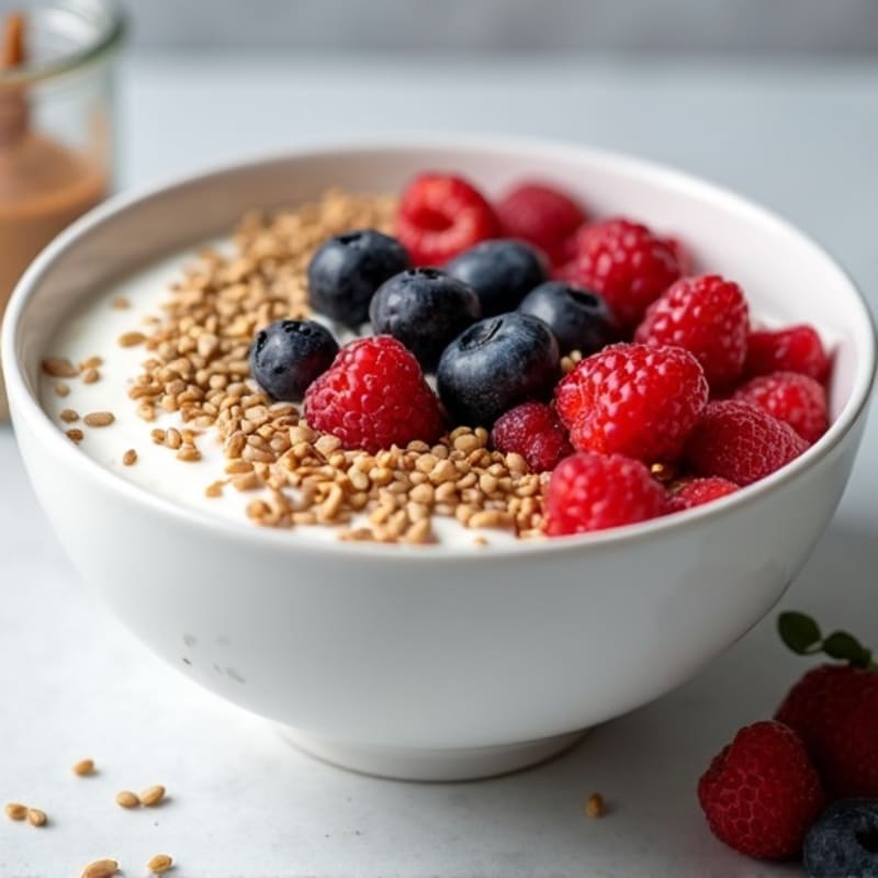 Silky Greek Yogurt Bowl with Hemp Seeds and Mixed Berries
