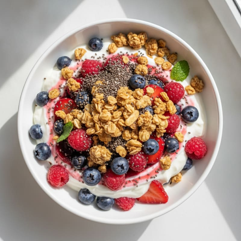 Creamy Greek Yogurt Parfait with Mixed Berries and Chia Seeds