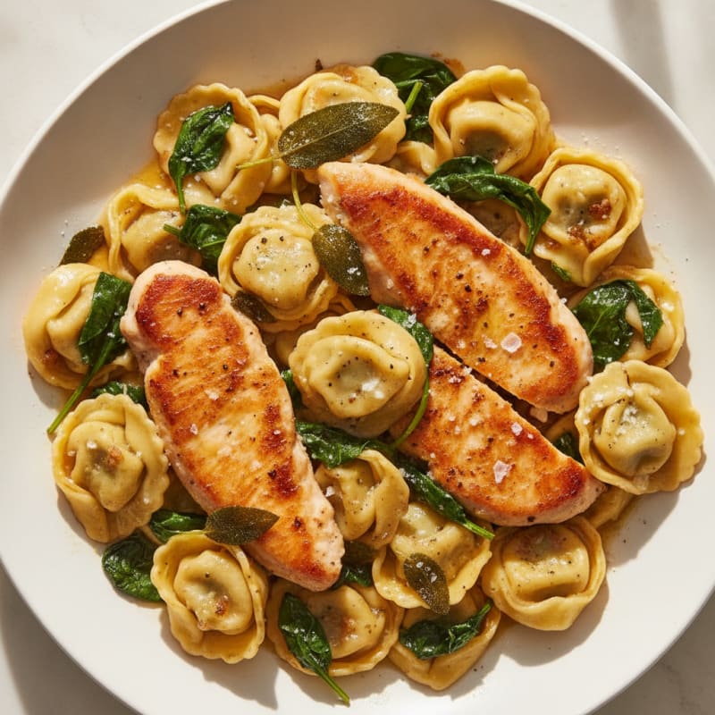 Spinach Ricotta Tortellini with Brown Butter Sauce