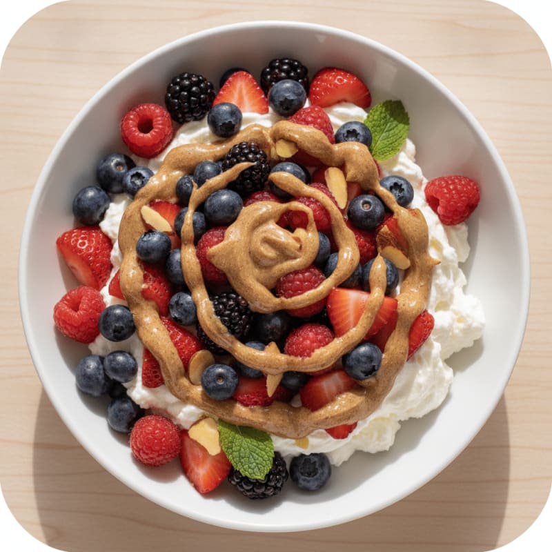 Greek Yogurt Protein Bowl with Mixed Berries and Almond Butter