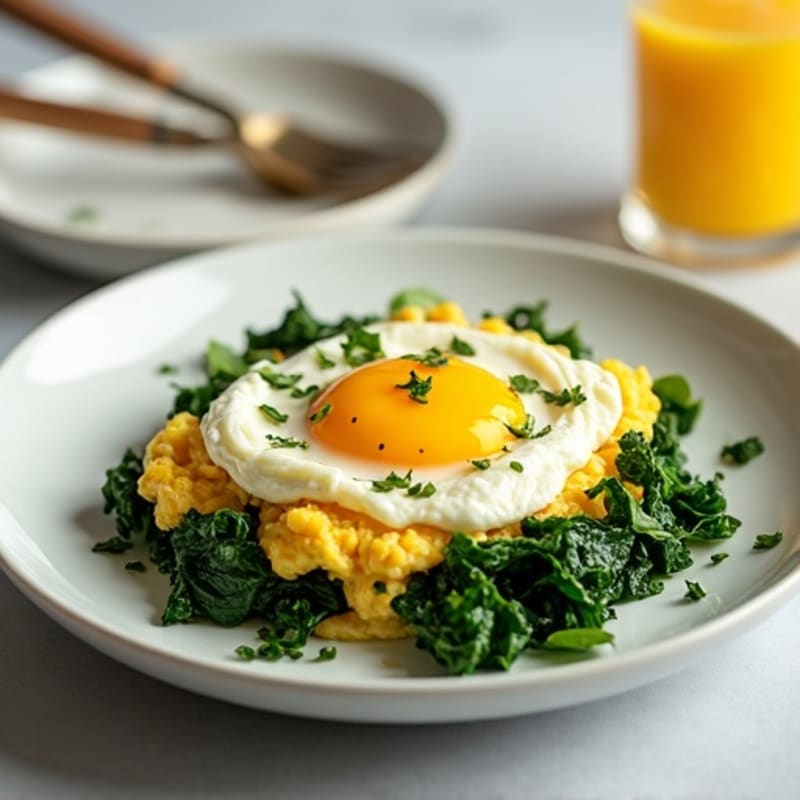 Scrambled Egg Whites with Cottage Cheese and Sautéed Spinach