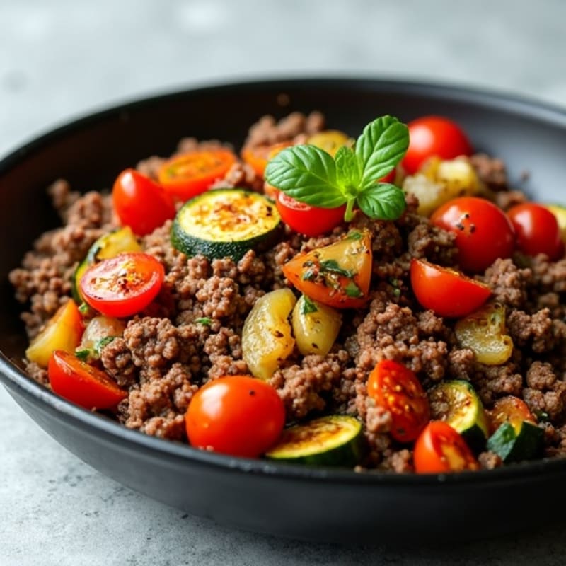 Herb-Seasoned Lean Ground Beef Skillet with Roasted Vegetables