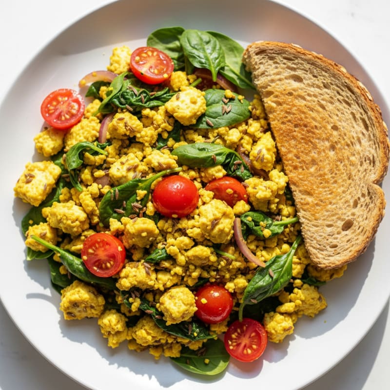 Paneer Scramble with Spinach and Cherry Tomatoes