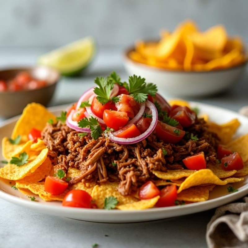 Smoky Pulled Pork Crispy Nachos with Fresh Veggies