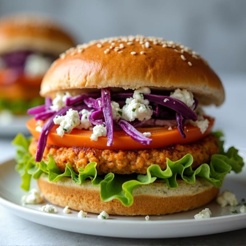 Lean Buffalo Turkey Burgers with Creamy Blue Cheese Slaw