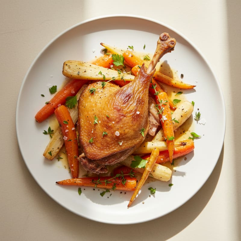Duck Confit with Roasted Root Vegetables