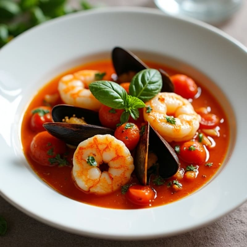 Garlic-Tomato Seafood Stew with Fresh Herbs