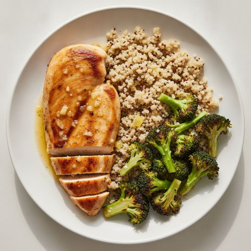 Grilled Chicken Breast with Roasted Broccoli and Quinoa