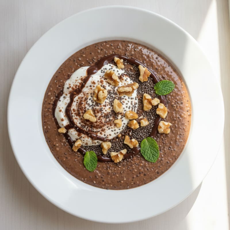 Silky Chocolate Protein Pudding with Chia Seeds