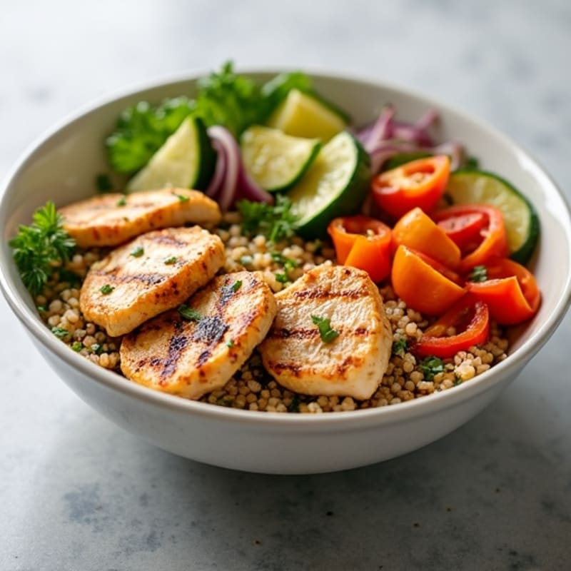 Grilled Chicken and Quinoa Power Bowl with Roasted Vegetables