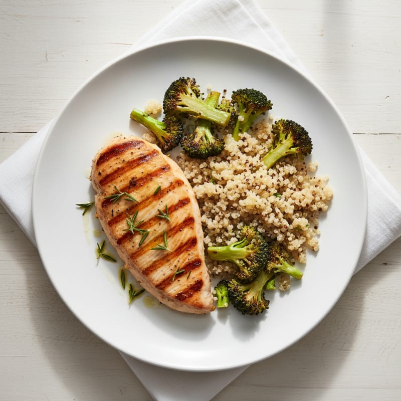 Grilled Turkey Breast with Roasted Broccoli and Quinoa