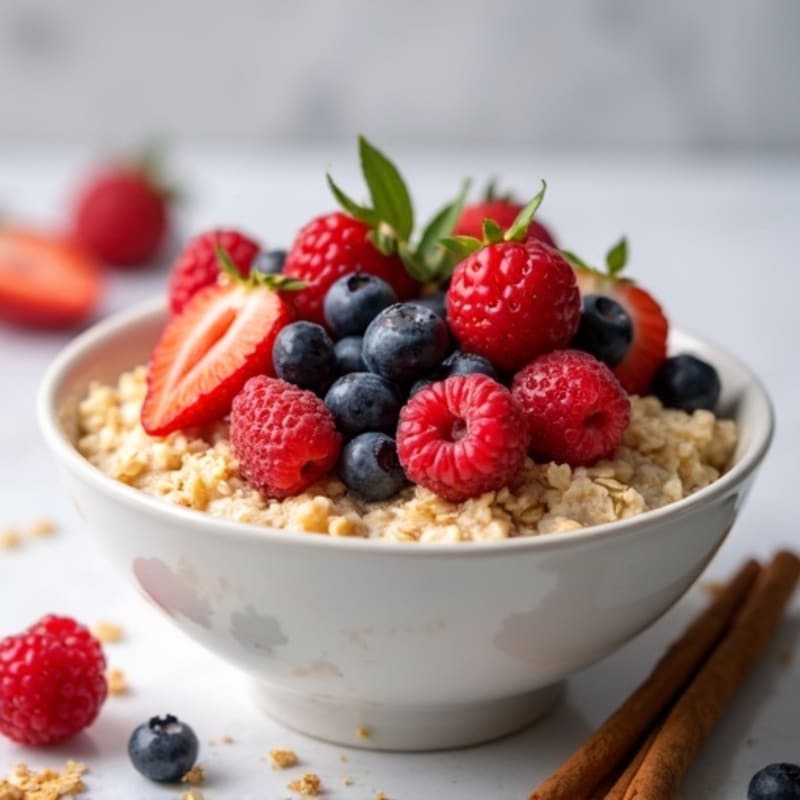 Fluffy Protein Oatmeal with Fresh Berries