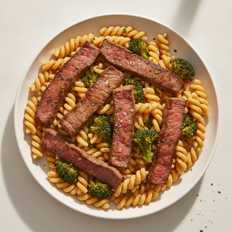 Garlic-Herb Steak with Broccoli Noodles