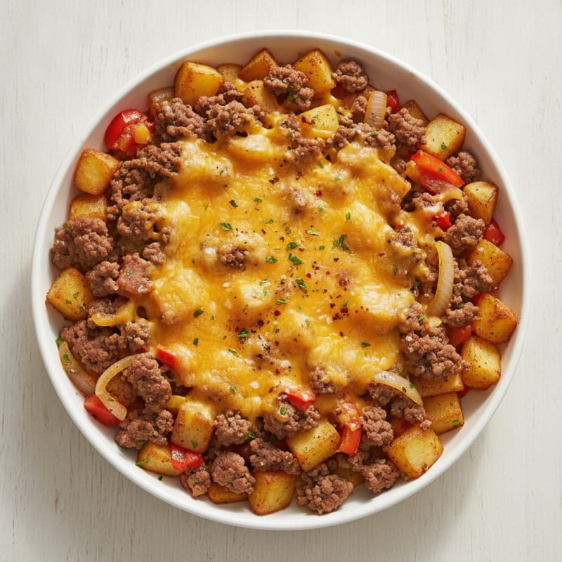 Ground Beef Skillet with Cheesy Potatoes