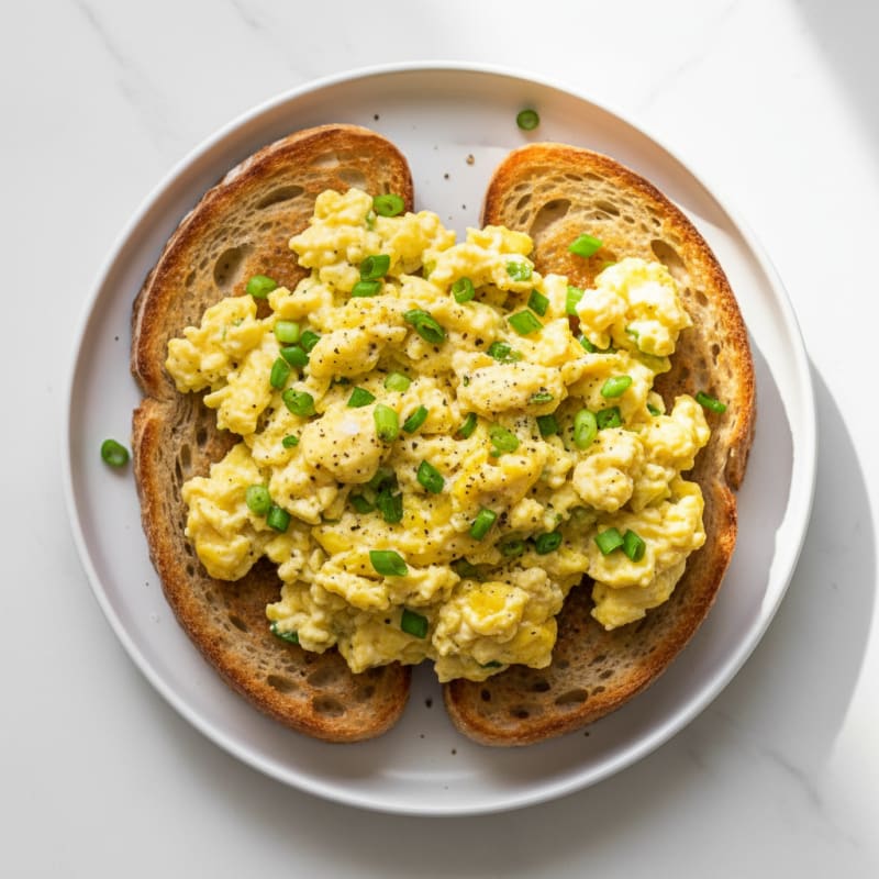 Green Onion Scrambled Eggs with Sourdough