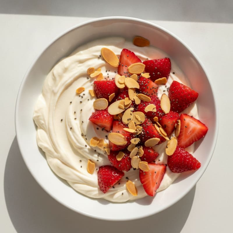 Silky Greek Yogurt with Protein Powder and Fresh Berries