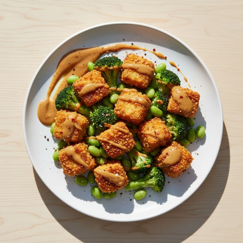 Crispy Baked Tofu with Peanut Sauce