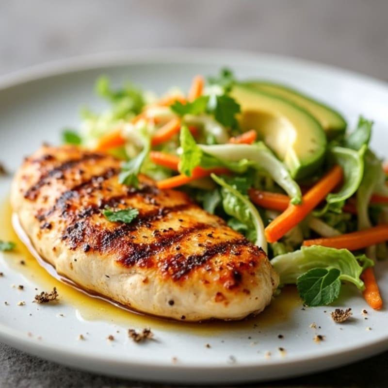 Grilled Chicken Breast with Crunchy Cabbage Slaw
