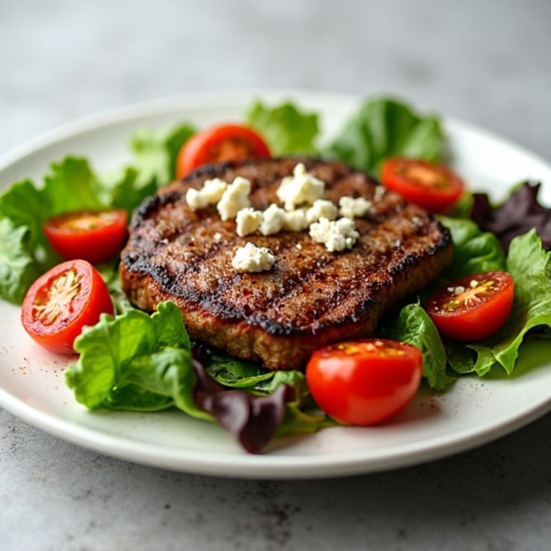 Grilled Beef Steak Salad with Mixed Greens and Cherry Tomatoes