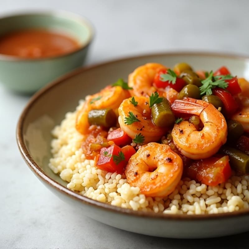 Spicy Shrimp and Chicken Gumbo with Cauliflower Rice