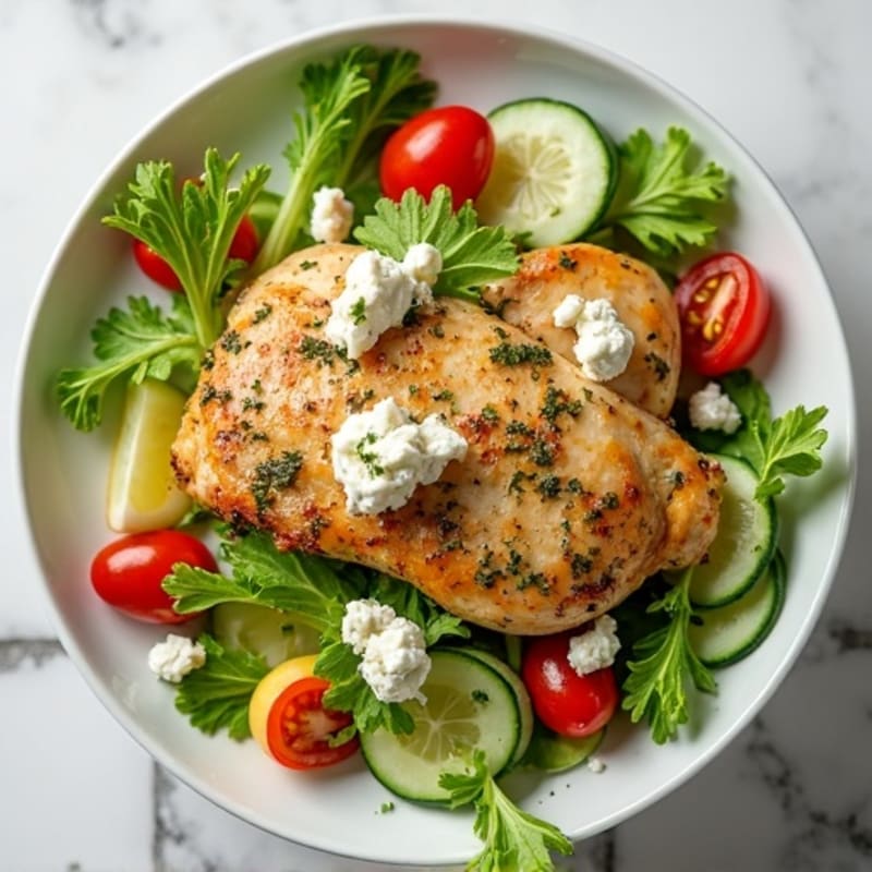 Lemon-Herb Chicken with Fresh Feta Salad