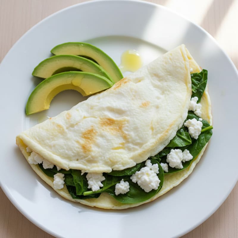 Egg White Spinach Omelette with Cottage Cheese