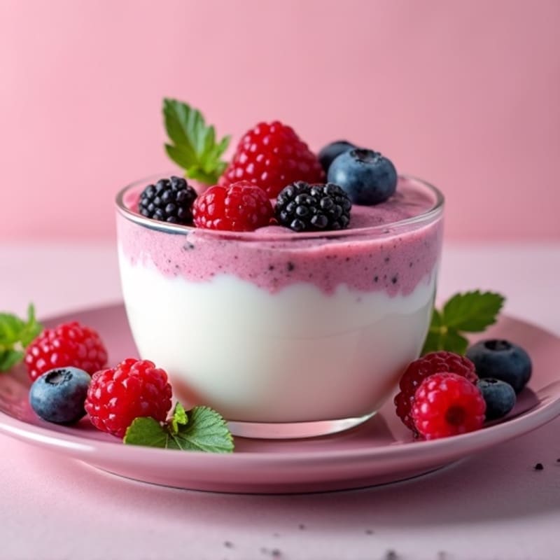 Silky Greek Yogurt Protein Pudding with Mixed Berries