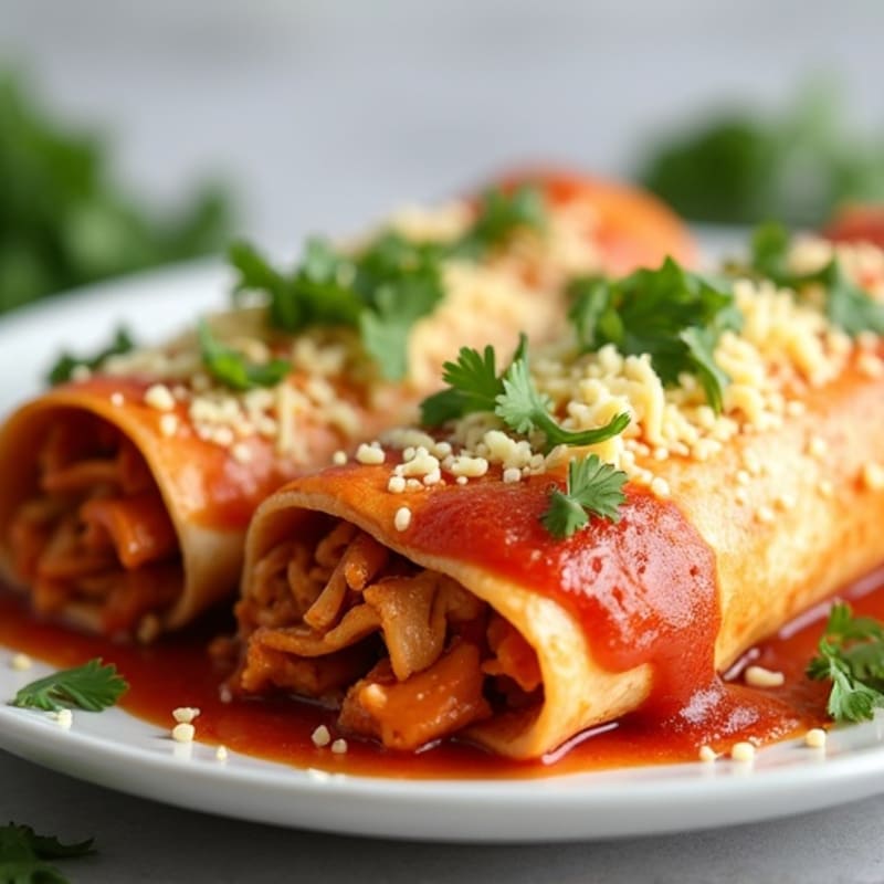 Shredded Chicken Baked Enchiladas with Zesty Chili Sauce