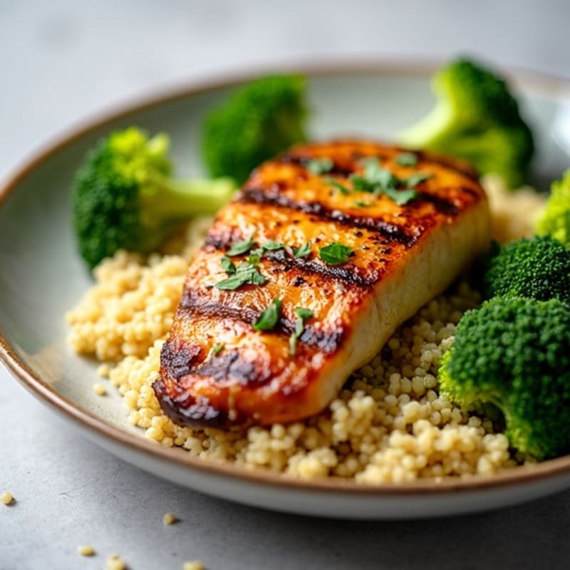 Grilled Chicken Breast with Quinoa and Steamed Broccoli