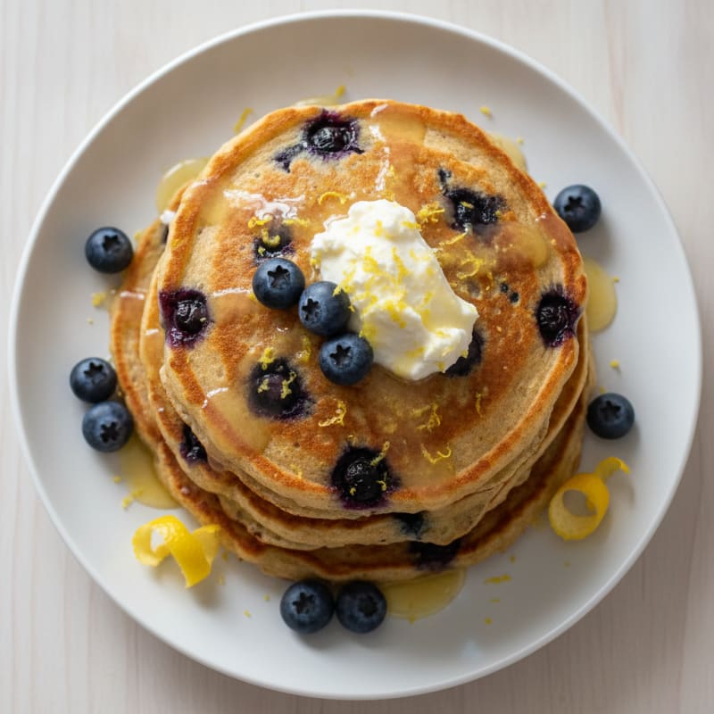 Blueberry Ricotta Pancakes with Lemon Zest