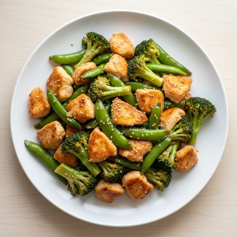 Ginger-Garlic Chicken Stir-Fry with Broccoli and Snap Peas
