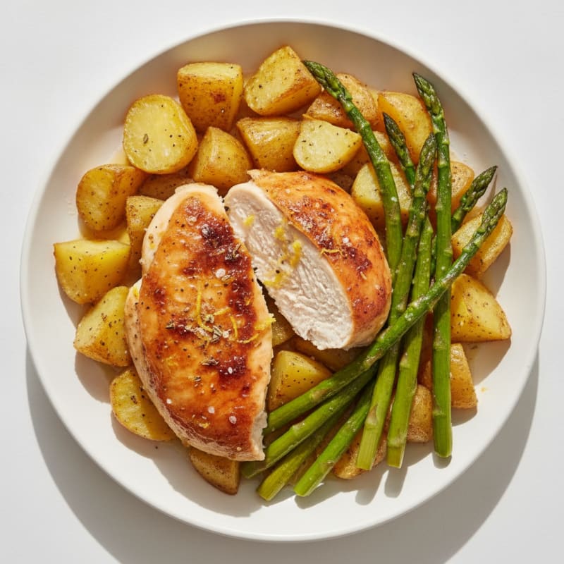 Lemon Herb Roasted Chicken with Asparagus