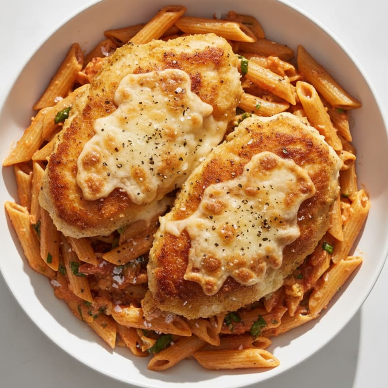 Chicken Parmesan with Creamy Tomato Pasta