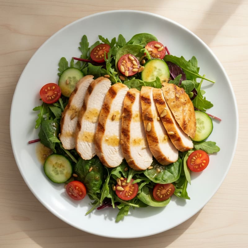 Grilled Turkey Breast Salad with Crunchy Mixed Greens