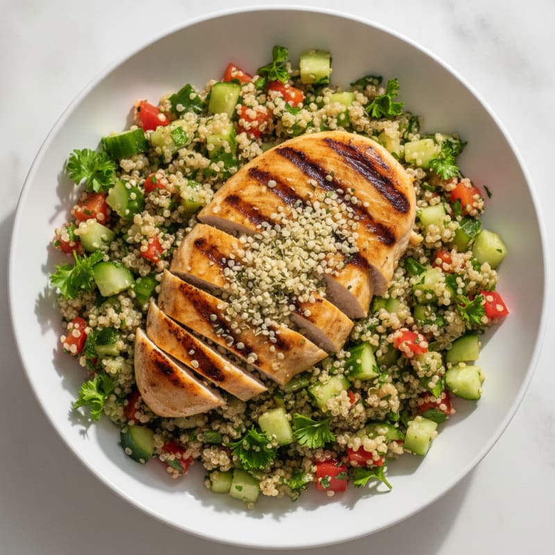 Grilled Chicken Breast with Crunchy Quinoa Salad