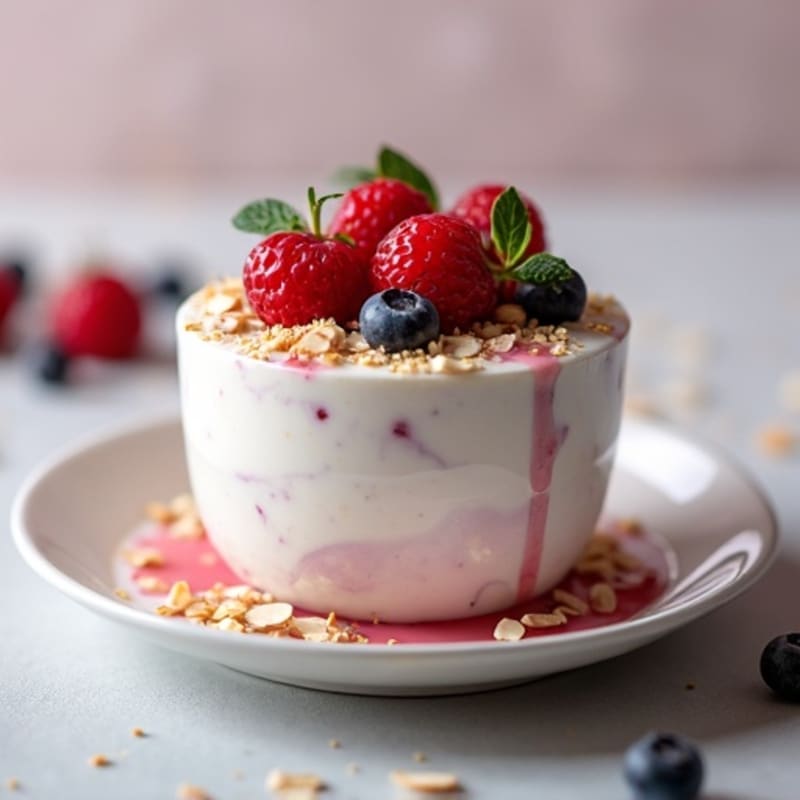 Greek Yogurt Protein Mousse with Mixed Berries