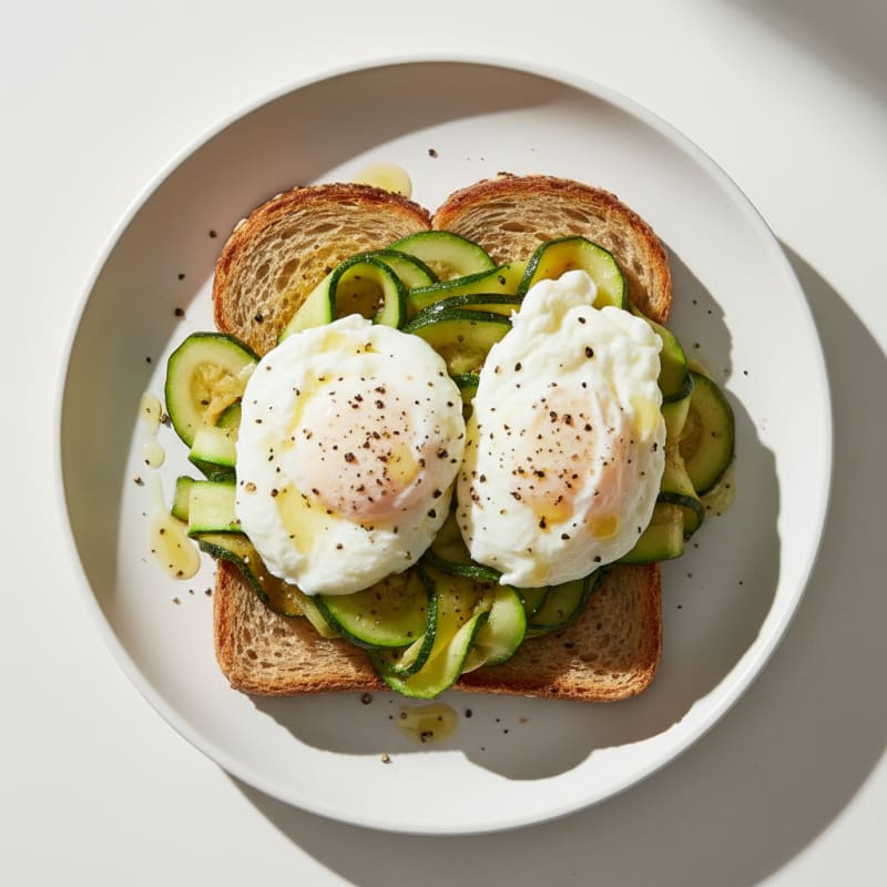Egg White and Zucchini Sauté on Toasted Segal Bread