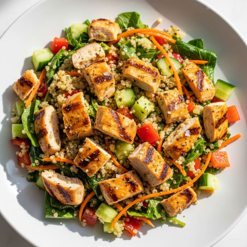 Grilled Chicken and Quinoa Salad with Crunchy Vegetables
